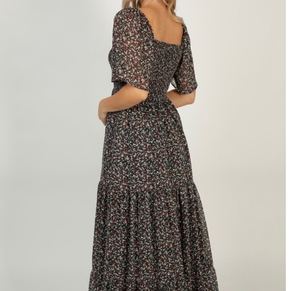 Black Floral Print Dress - Picture 4 of 6